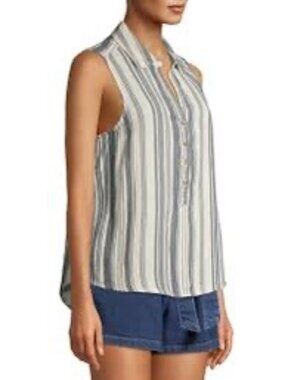 Cabin Fever Comfortable Clothing Black & White Striped Sleeveless Blouse Sz. M